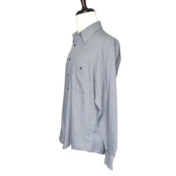 Yves Saint Laurent | Crosshatch Pattern Light Button Up Dress Shirt | Medium - Picture 4 of 13